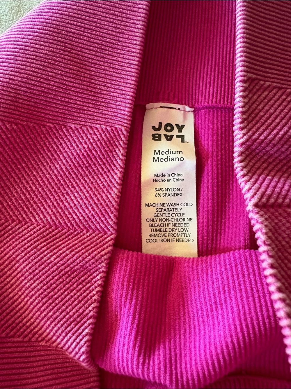 JoyLab Pink Ribbed Compression Leggings - Picture 3 of 8